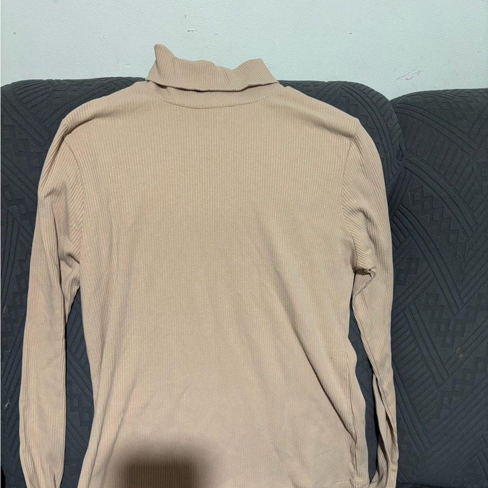 Old Navy Beige Ribbed Long Sleeve Turtleneck